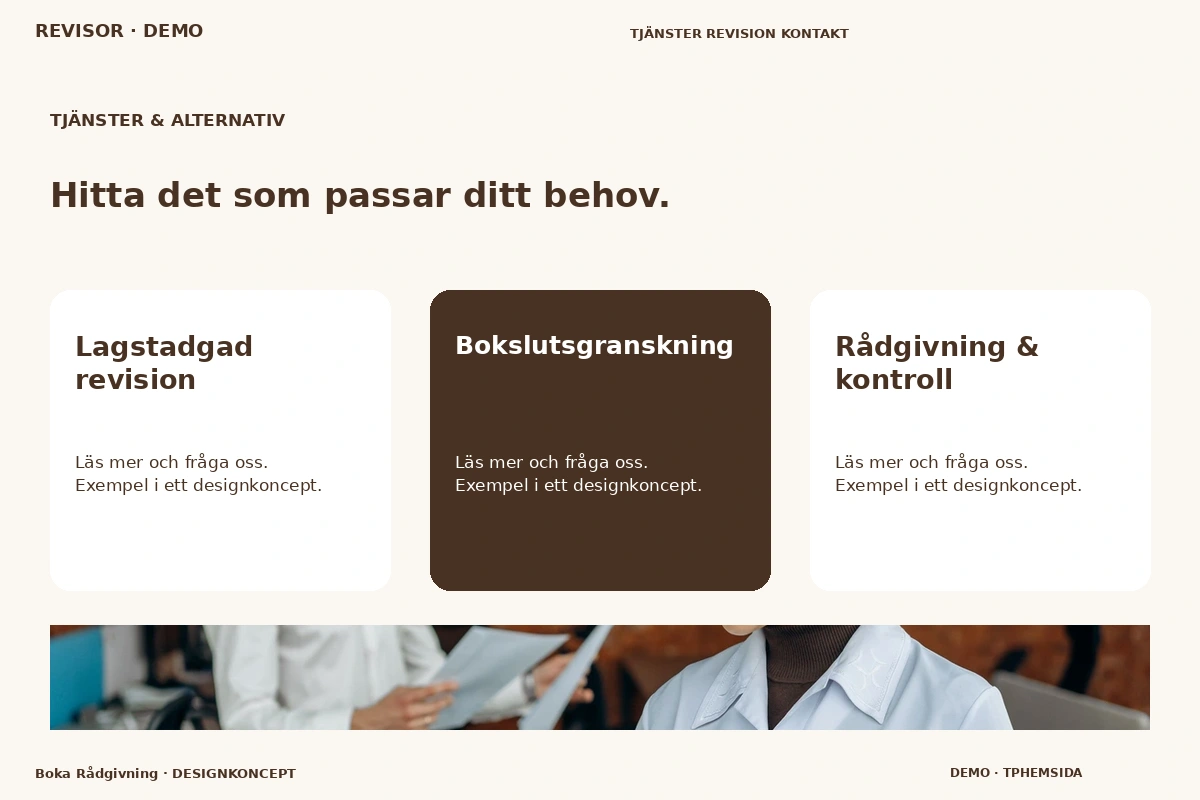 Boka Rådgivning – Tjänster & alternativ för revisor