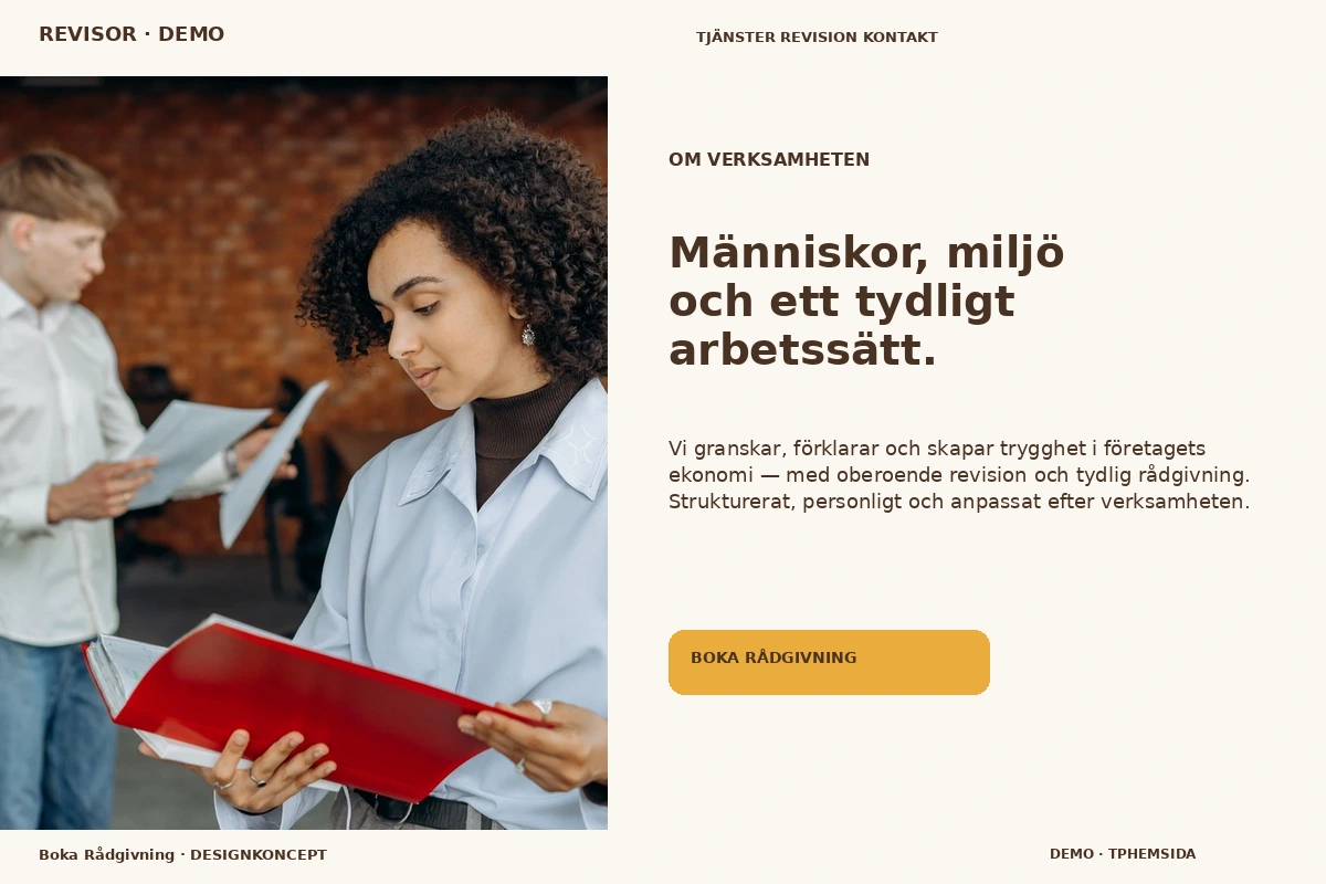 Boka Rådgivning – Om verksamheten för revisor