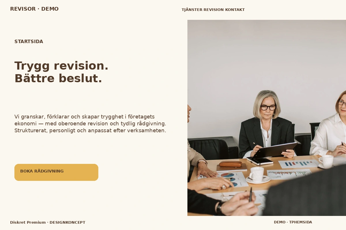 Diskret Premium – Startsida för revisor
