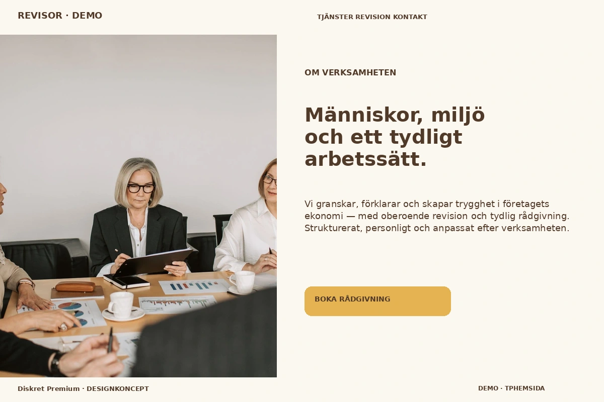 Diskret Premium – Om verksamheten för revisor