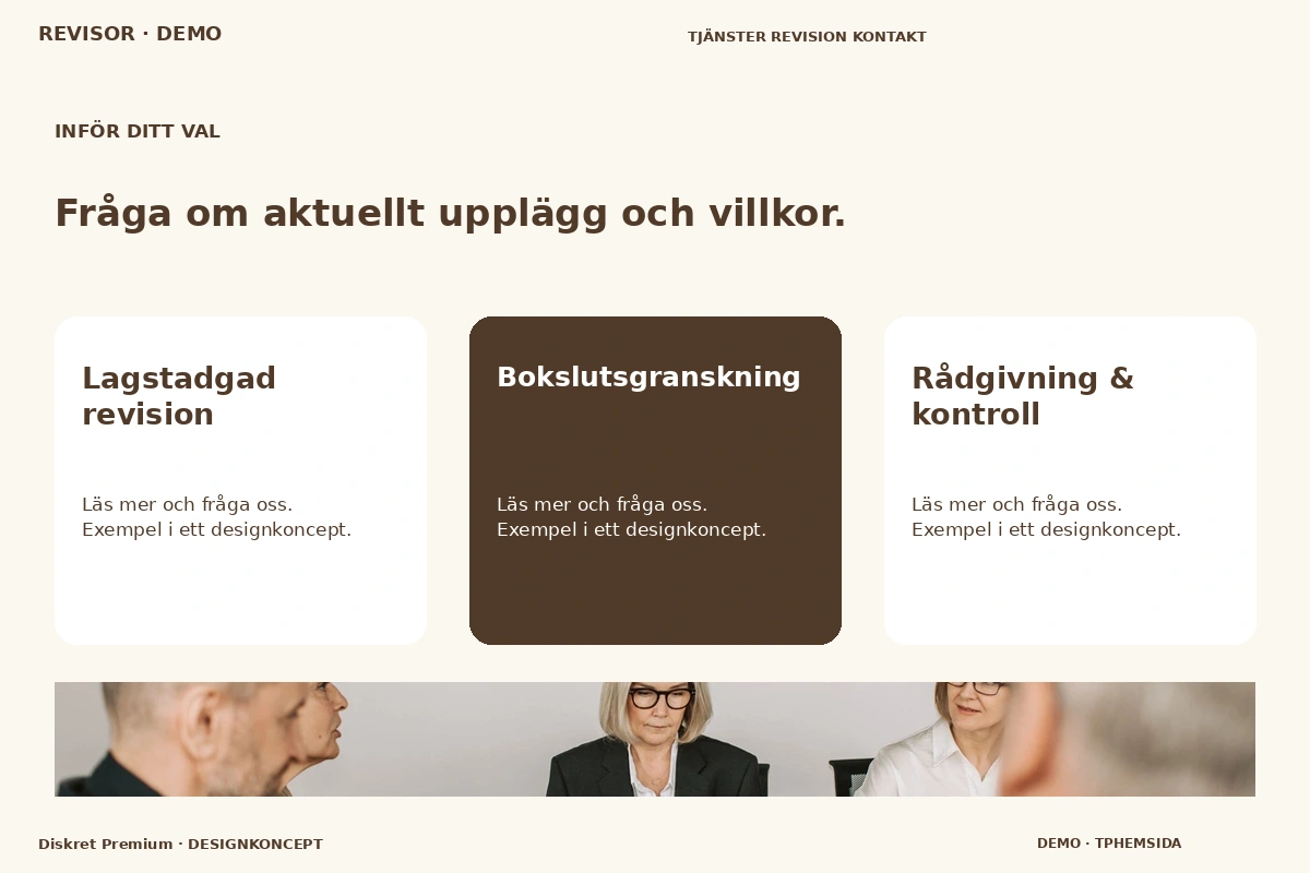 Diskret Premium – Alternativ & villkor för revisor
