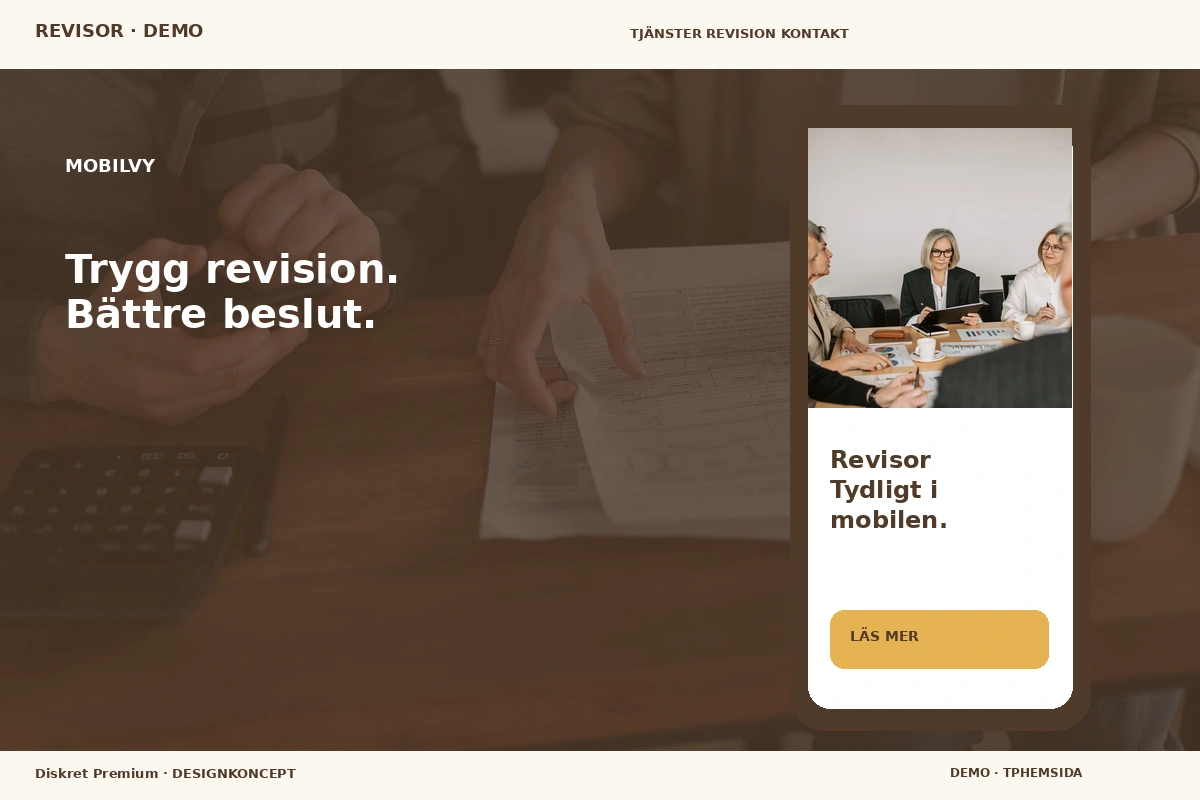 Diskret Premium – Mobilvy för revisor