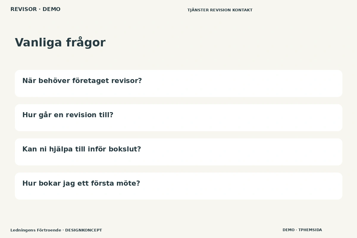 Ledningens Förtroende – Vanliga frågor för revisor