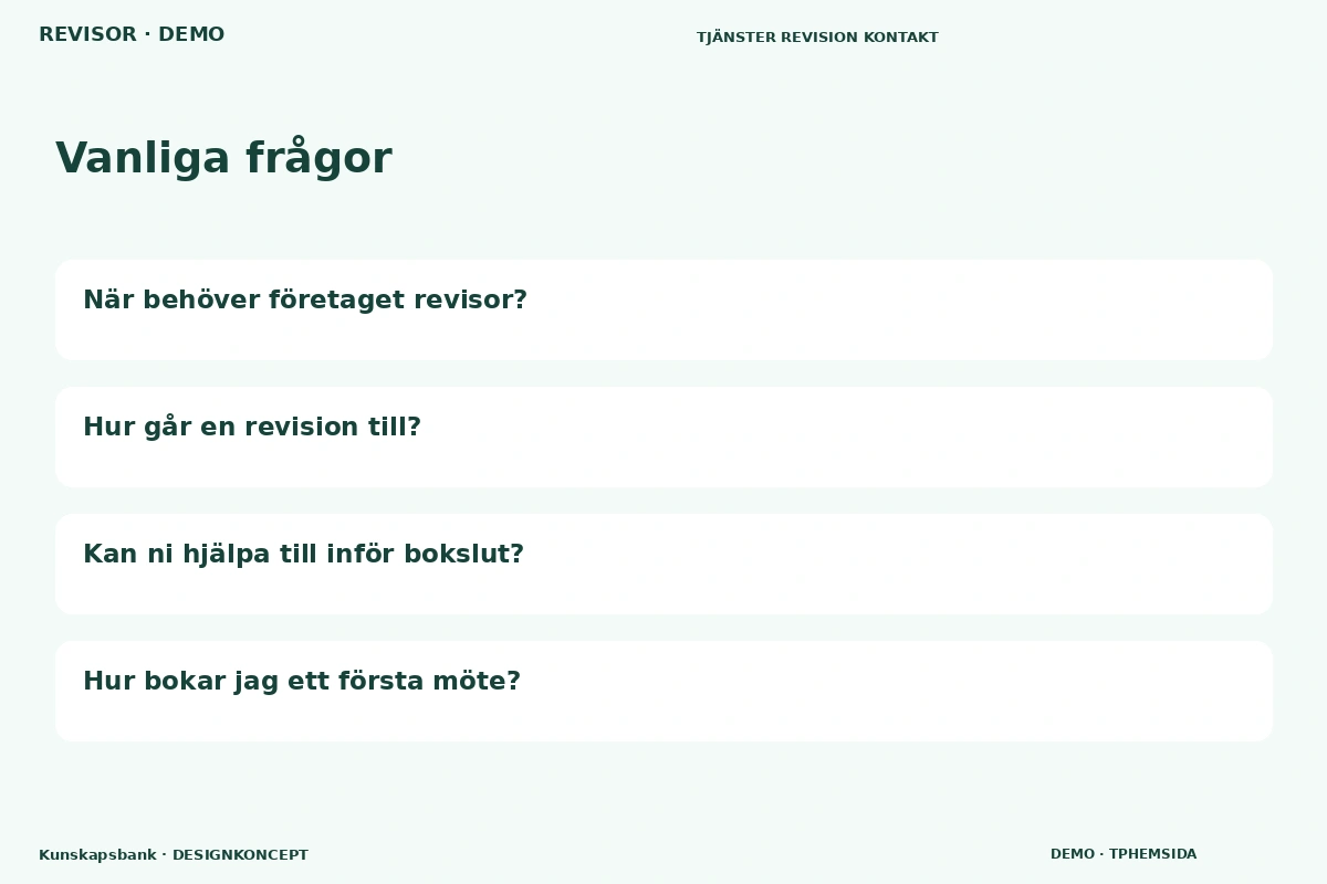 Kunskapsbank – Vanliga frågor för revisor