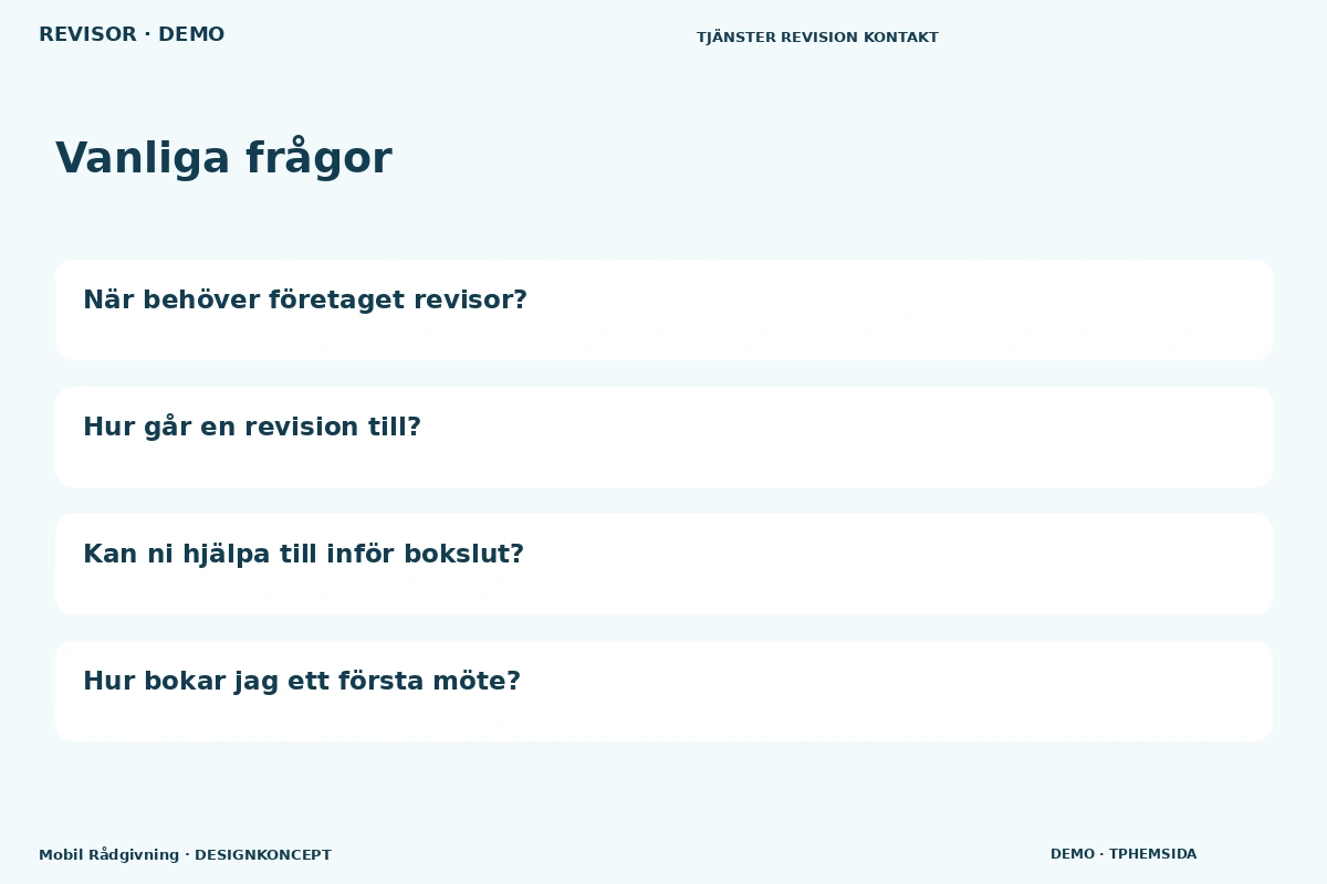 Mobil Rådgivning – Vanliga frågor för revisor