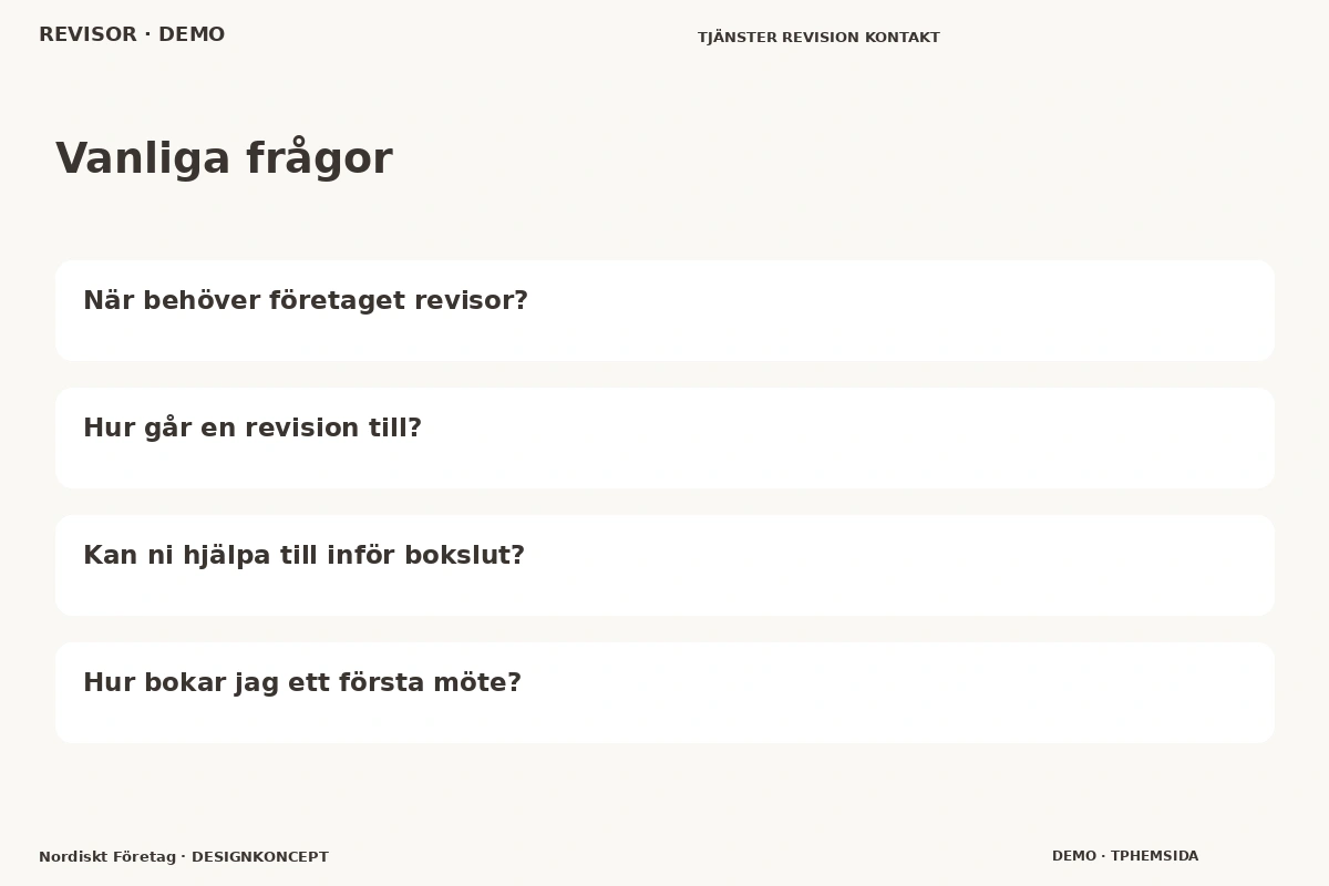 Nordiskt Företag – Vanliga frågor för revisor