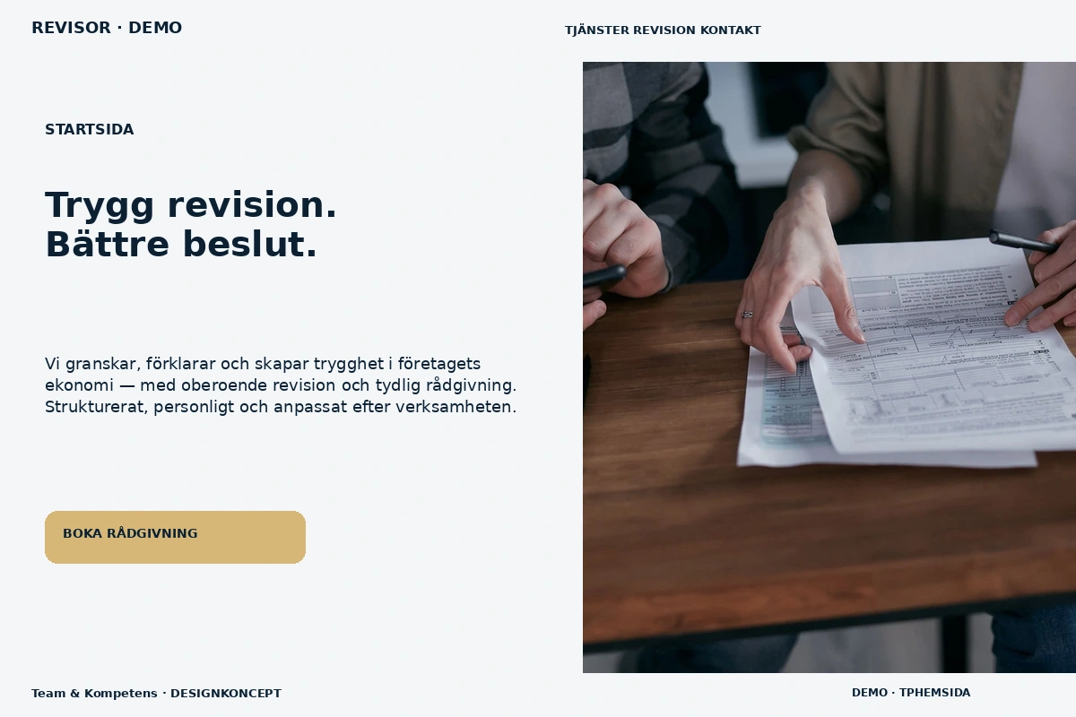 Team & Kompetens – Startsida för revisor