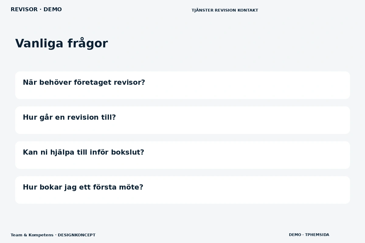 Team & Kompetens – Vanliga frågor för revisor
