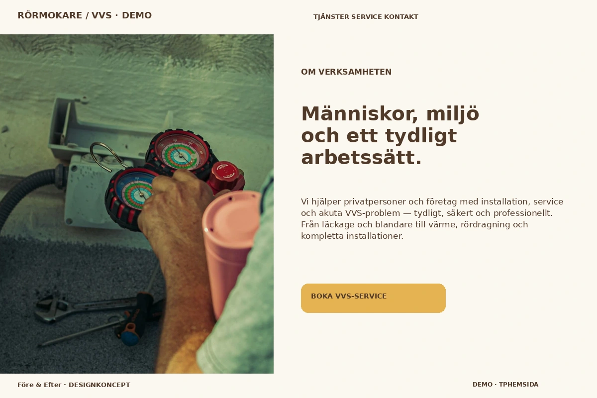 Före & Efter – Om verksamheten för rörmokare / vvs