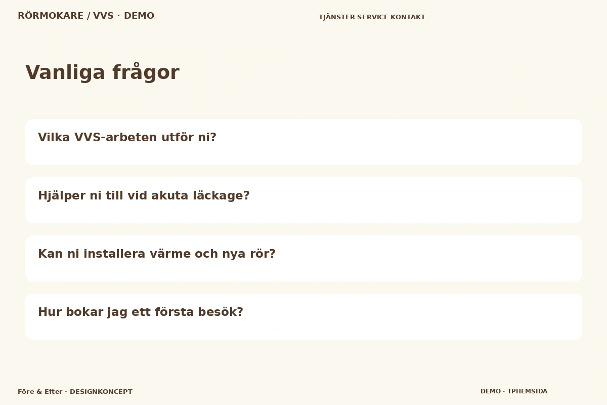 Före & Efter – Vanliga frågor för rörmokare / vvs