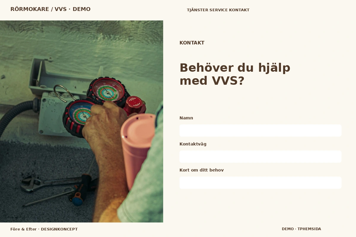 Före & Efter – Kontakt för rörmokare / vvs