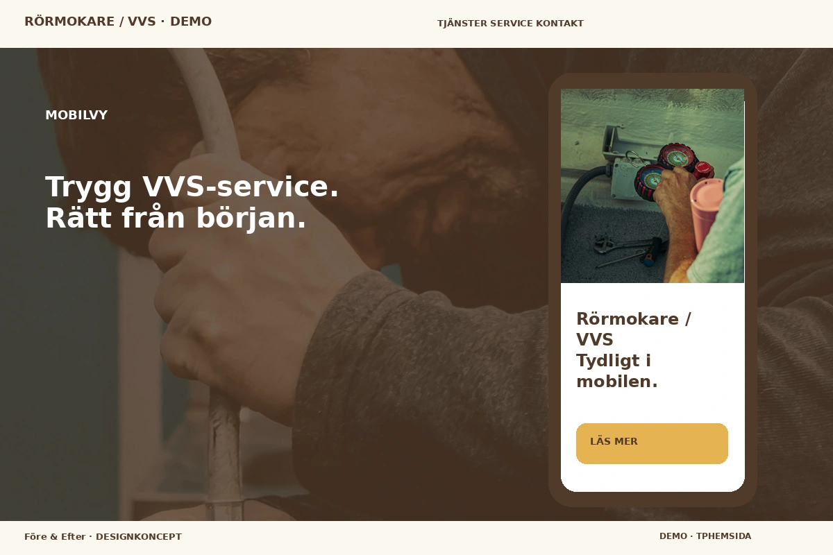 Före & Efter – Mobilvy för rörmokare / vvs