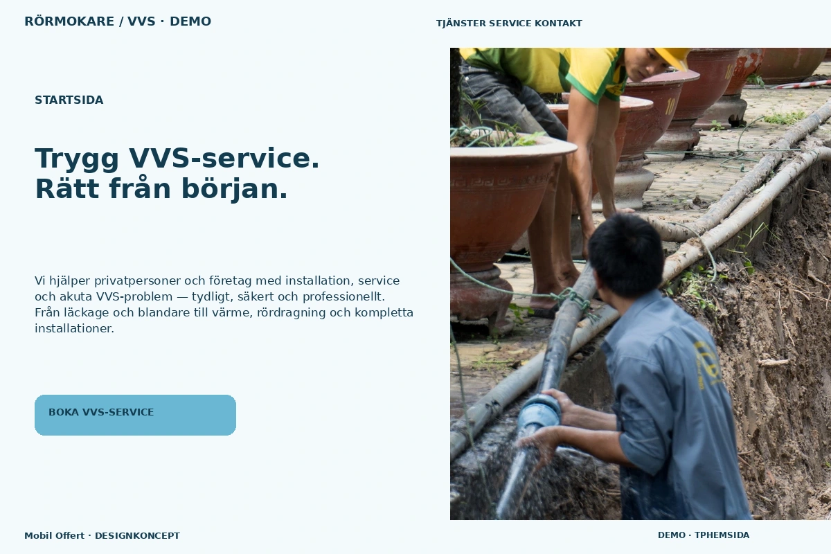 Mobil Offert – Startsida för rörmokare / vvs