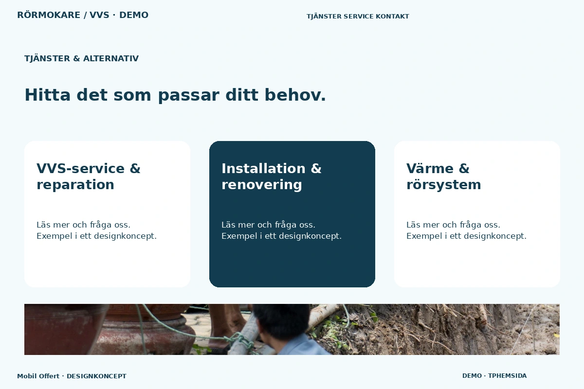 Mobil Offert – Tjänster & alternativ för rörmokare / vvs