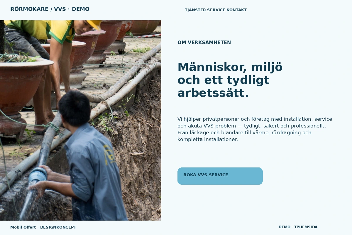 Mobil Offert – Om verksamheten för rörmokare / vvs