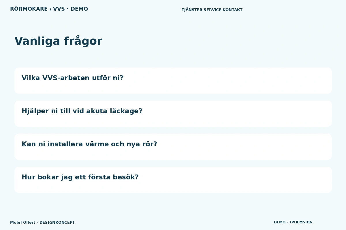 Mobil Offert – Vanliga frågor för rörmokare / vvs