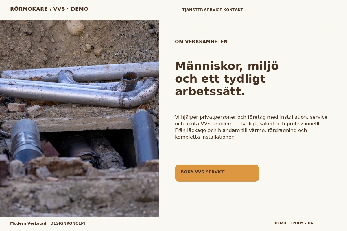 Modern Verkstad – Om verksamheten för rörmokare / vvs