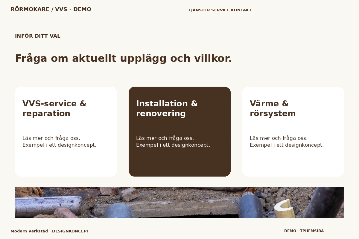 Modern Verkstad – Alternativ & villkor för rörmokare / vvs