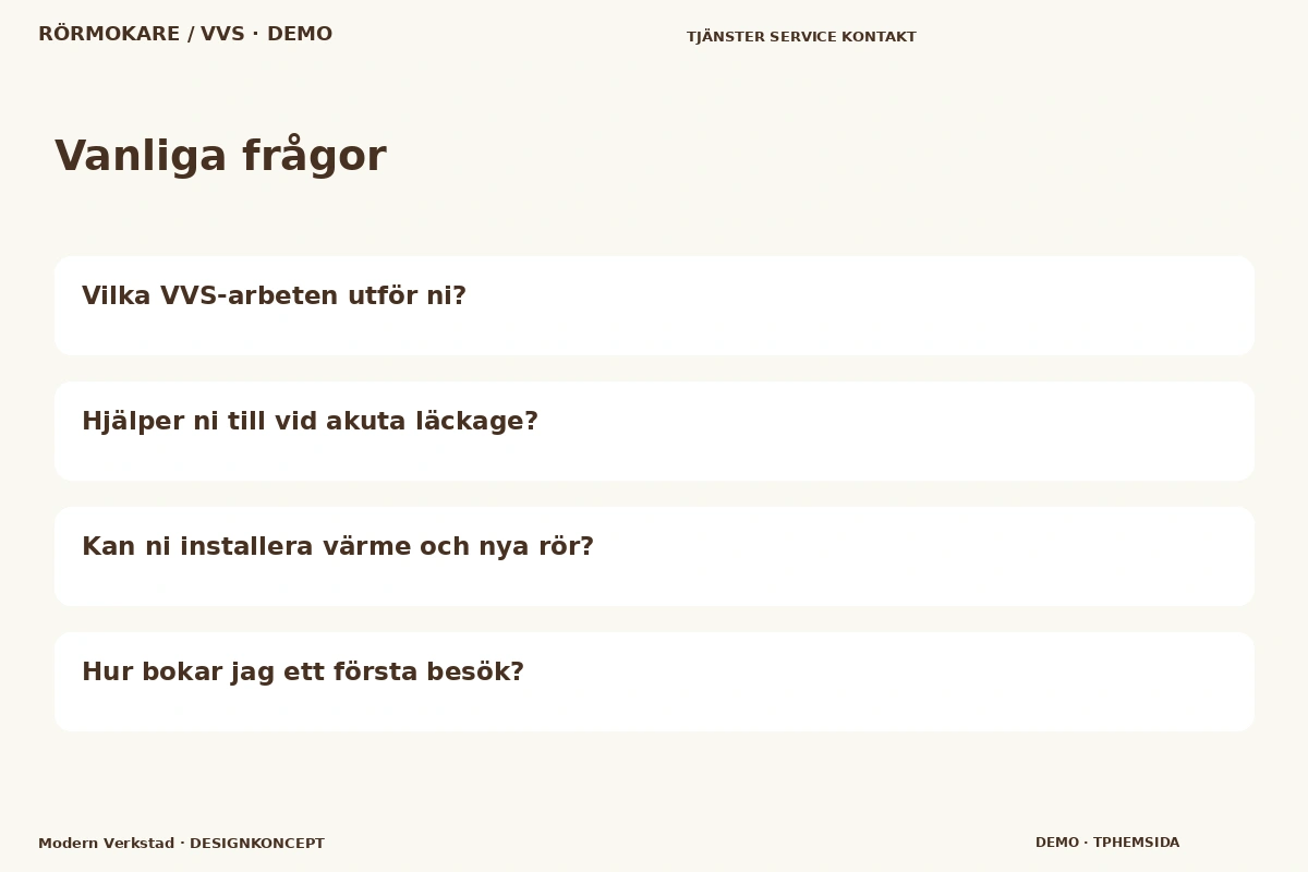 Modern Verkstad – Vanliga frågor för rörmokare / vvs