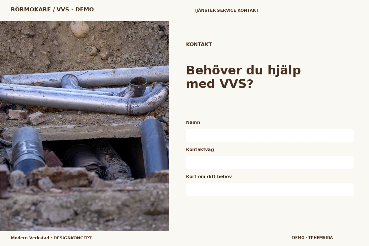 Modern Verkstad – Kontakt för rörmokare / vvs