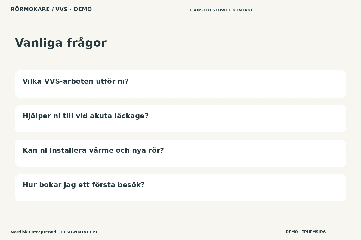 Nordisk Entreprenad – Vanliga frågor för rörmokare / vvs
