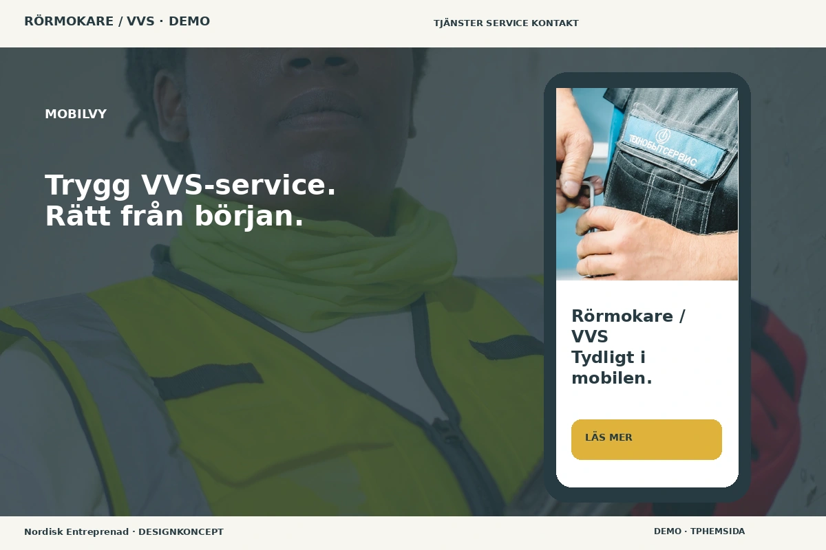Nordisk Entreprenad – Mobilvy för rörmokare / vvs