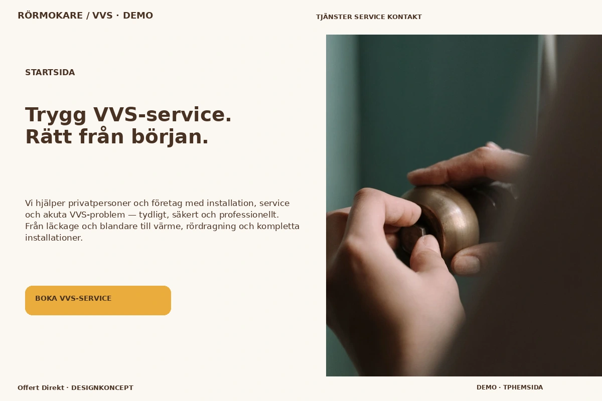 Offert Direkt – Startsida för rörmokare / vvs