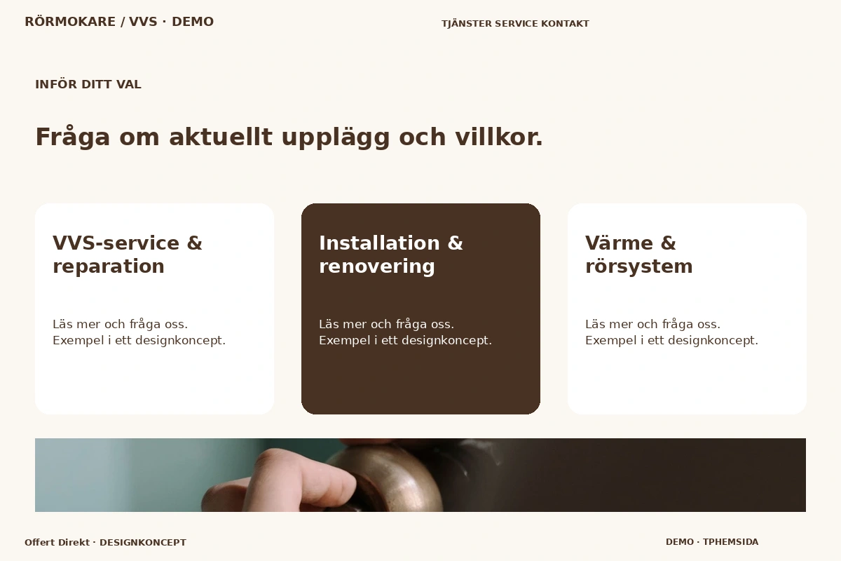 Offert Direkt – Alternativ & villkor för rörmokare / vvs