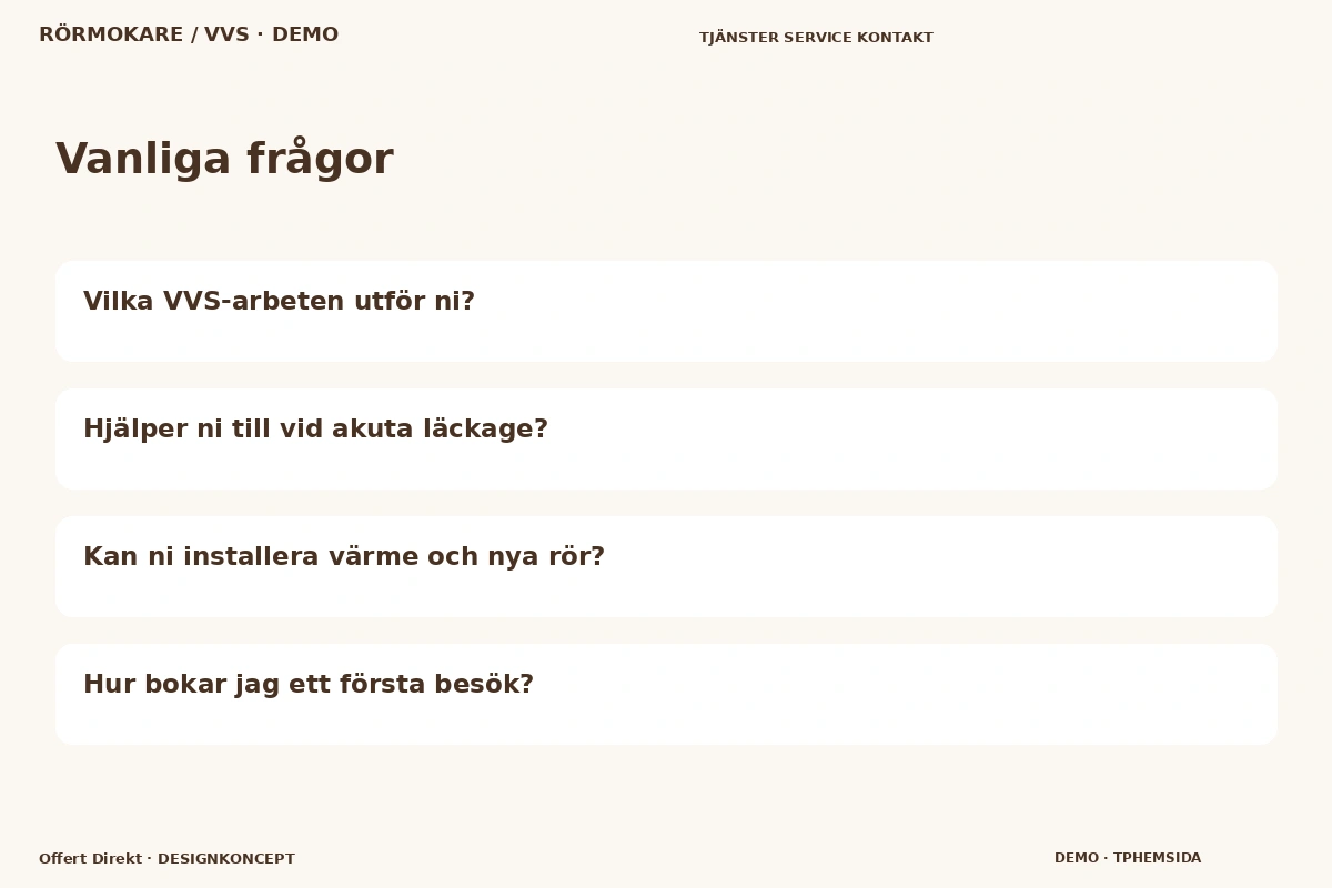 Offert Direkt – Vanliga frågor för rörmokare / vvs