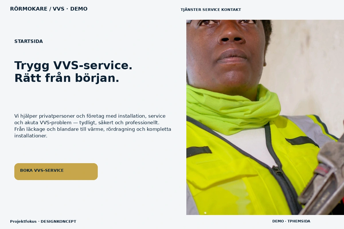 Projektfokus – Startsida för rörmokare / vvs