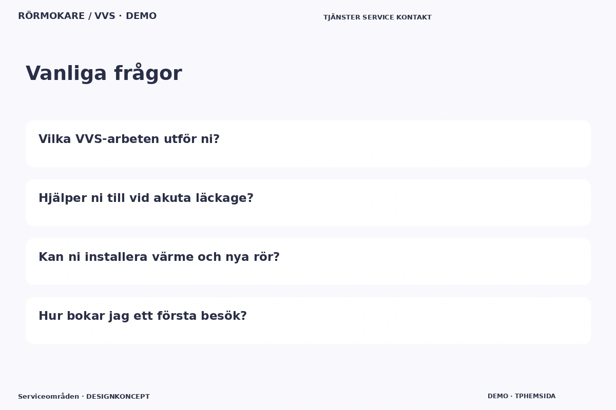 Serviceområden – Vanliga frågor för rörmokare / vvs