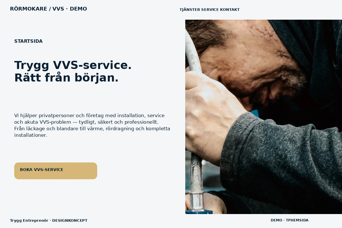 Trygg Entreprenör – Startsida för rörmokare / vvs