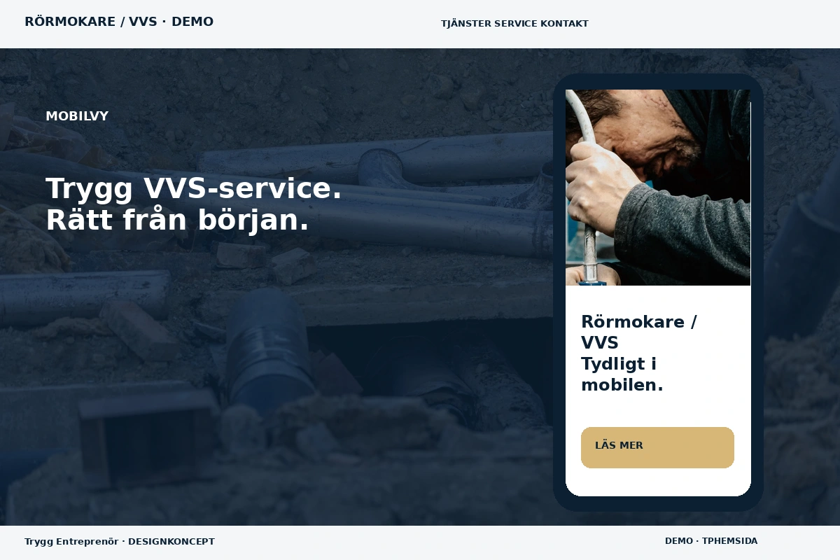 Trygg Entreprenör – Mobilvy för rörmokare / vvs