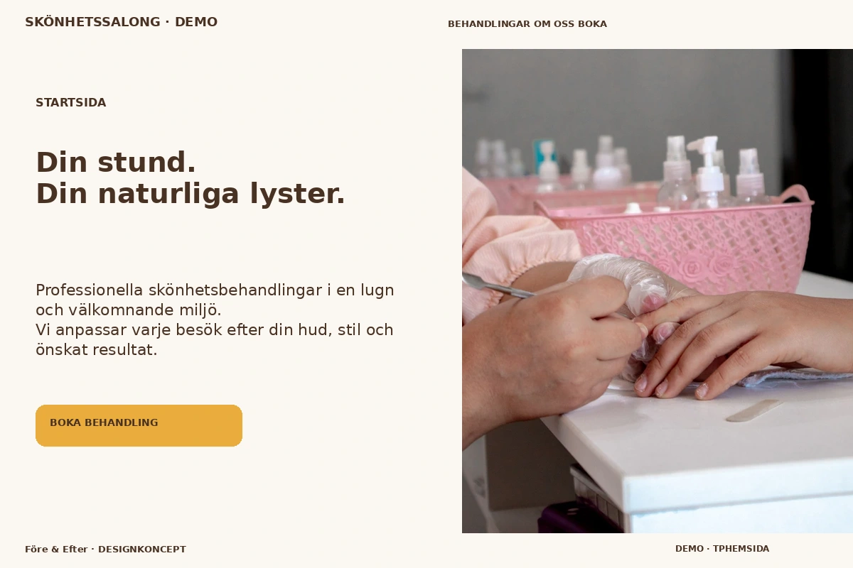 Före & Efter – Startsida för skönhetssalong