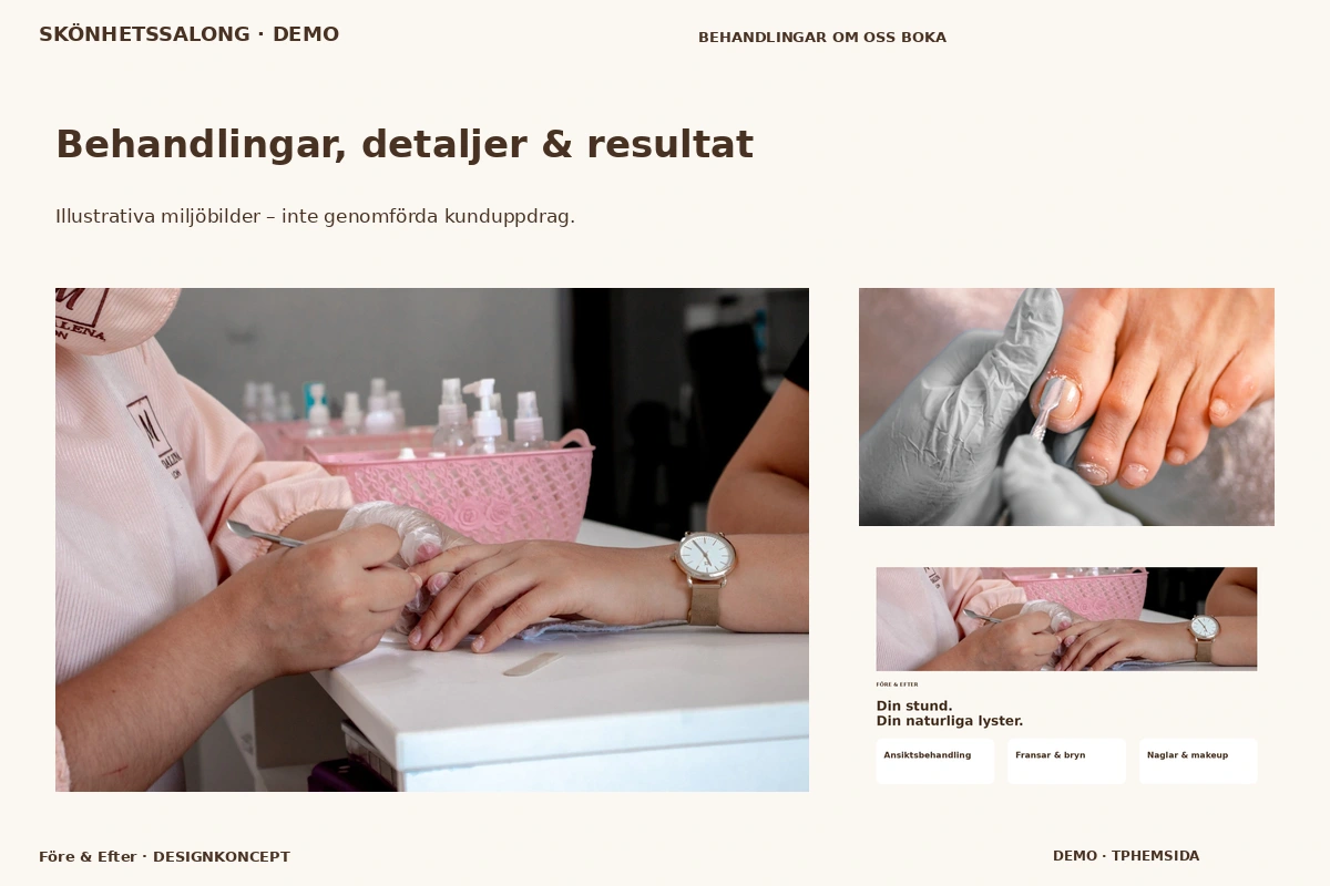 Före & Efter – Behandlingar, detaljer & resultat för skönhetssalong