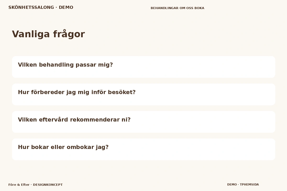 Före & Efter – Vanliga frågor för skönhetssalong