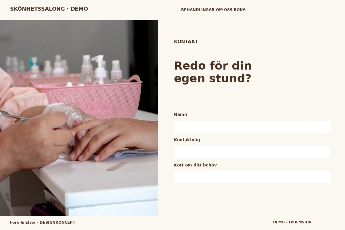 Före & Efter – Kontakt för skönhetssalong