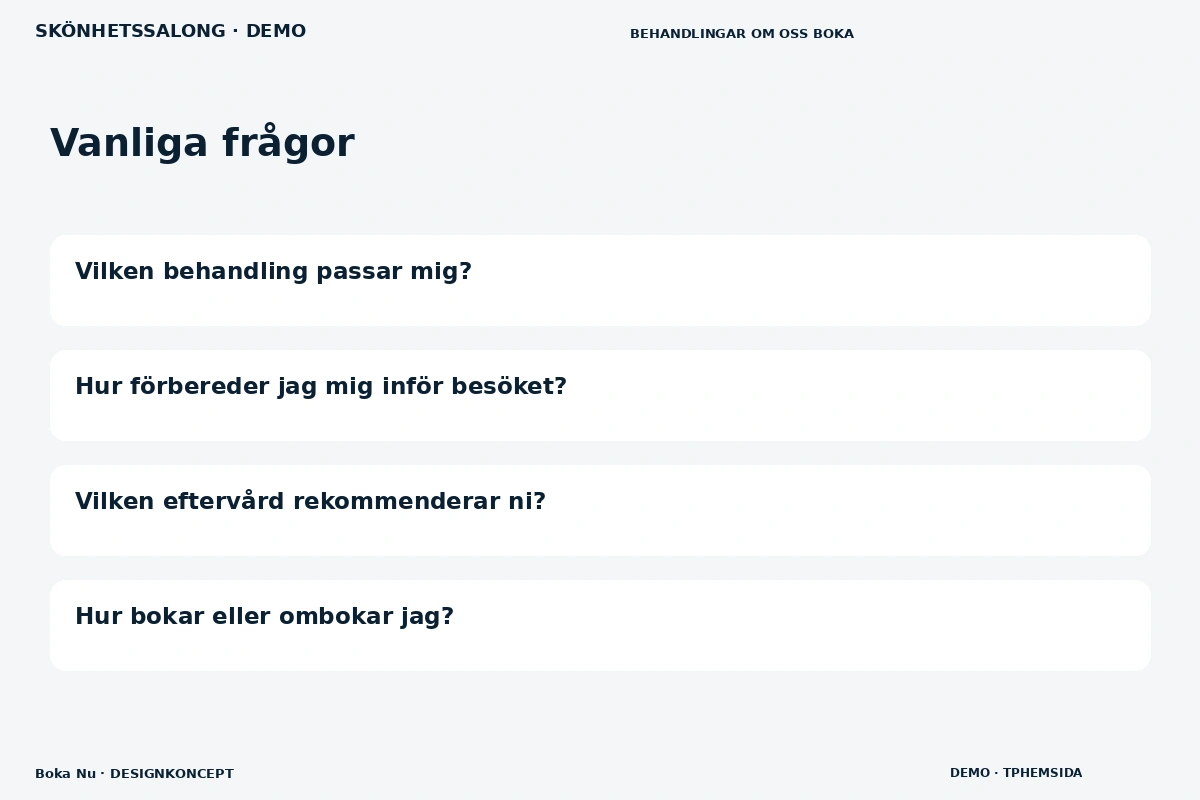 Boka Nu – Vanliga frågor för skönhetssalong