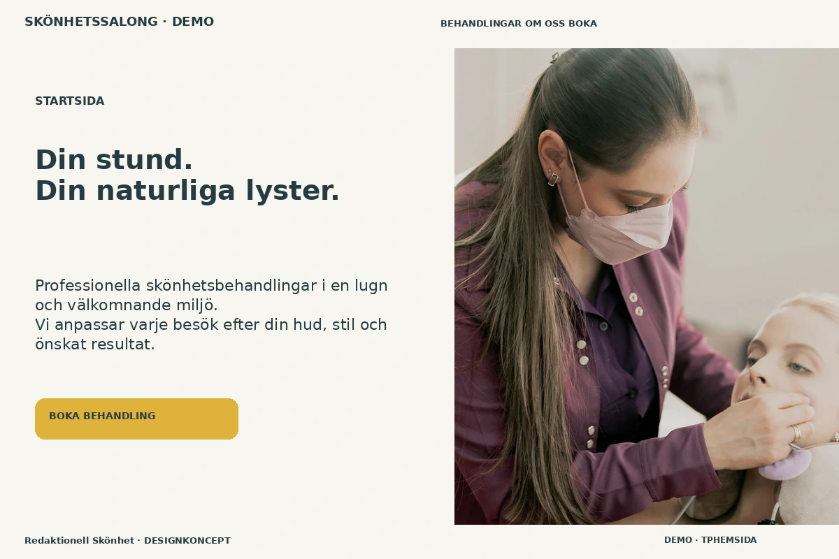 Redaktionell Skönhet – Startsida för skönhetssalong