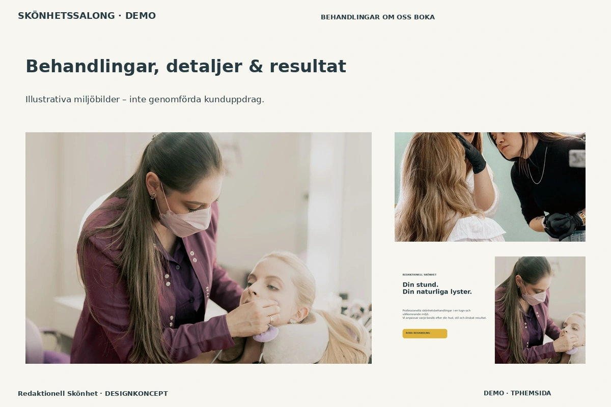 Redaktionell Skönhet – Behandlingar, detaljer & resultat för skönhetssalong