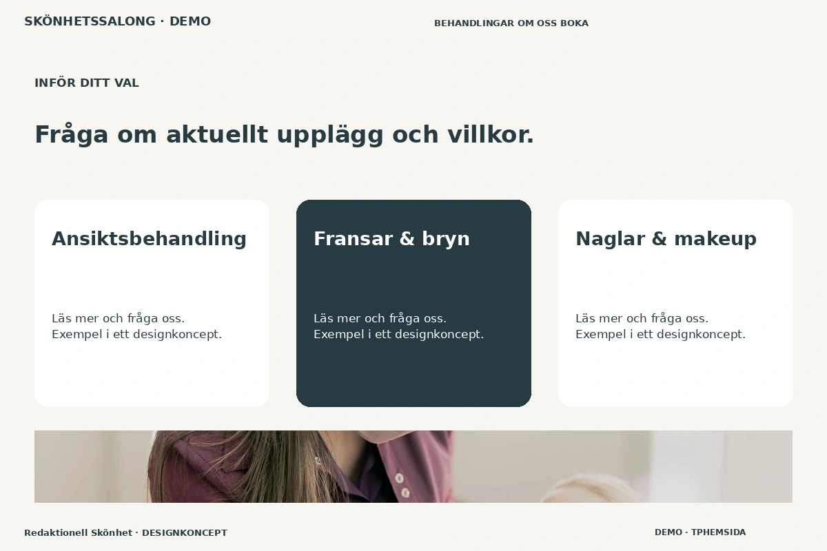 Redaktionell Skönhet – Alternativ & villkor för skönhetssalong