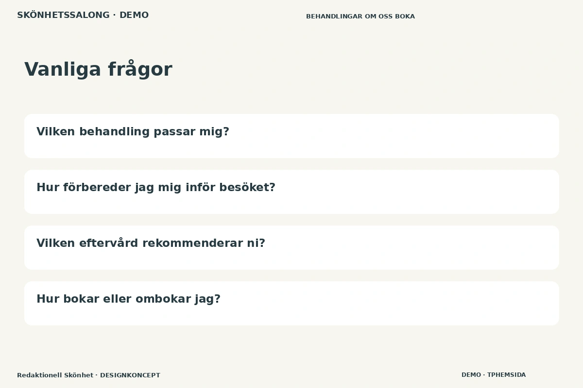 Redaktionell Skönhet – Vanliga frågor för skönhetssalong