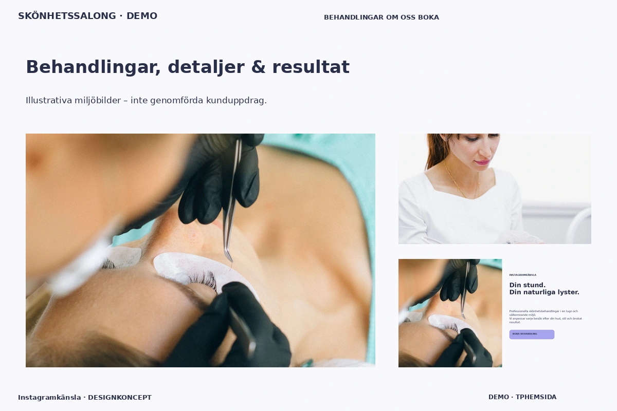 Instagramkänsla – Behandlingar, detaljer & resultat för skönhetssalong