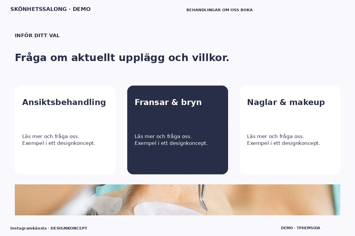 Instagramkänsla – Alternativ & villkor för skönhetssalong