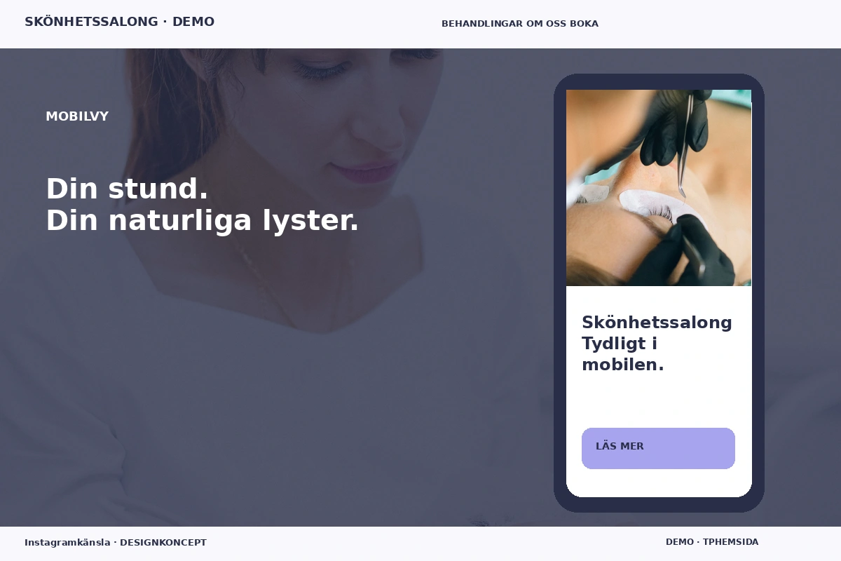 Instagramkänsla – Mobilvy för skönhetssalong