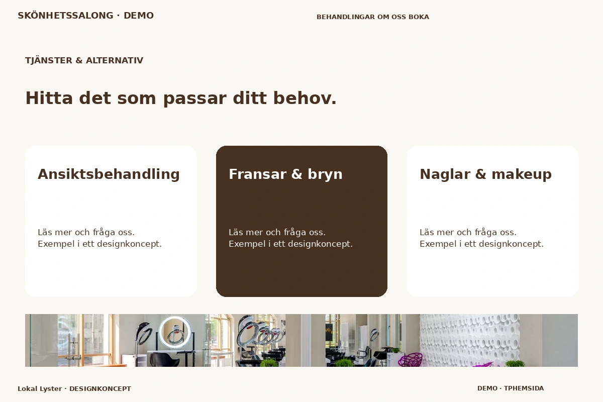 Lokal Lyster – Tjänster & alternativ för skönhetssalong