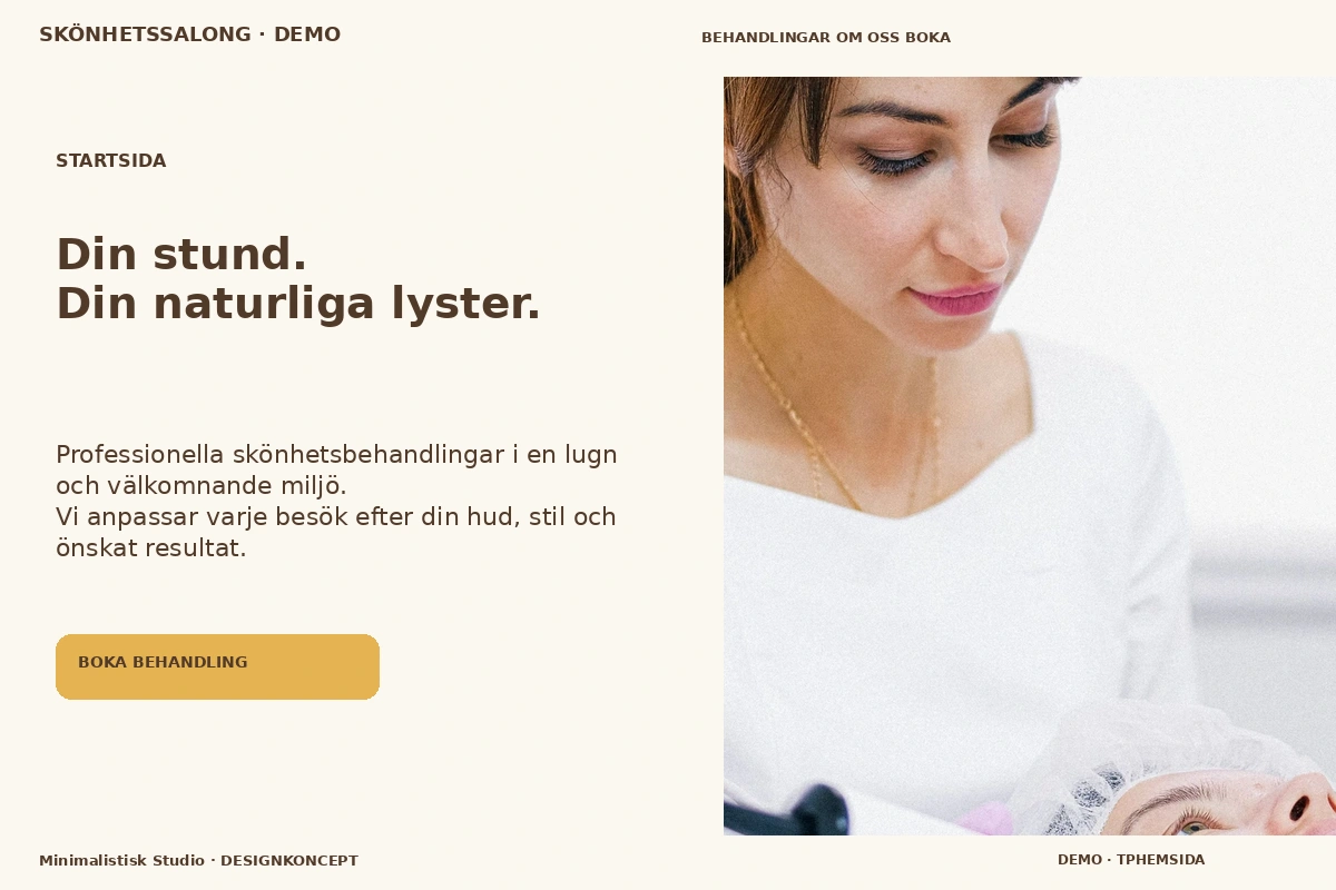 Minimalistisk Studio – Startsida för skönhetssalong