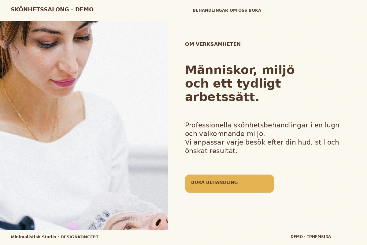 Minimalistisk Studio – Om verksamheten för skönhetssalong