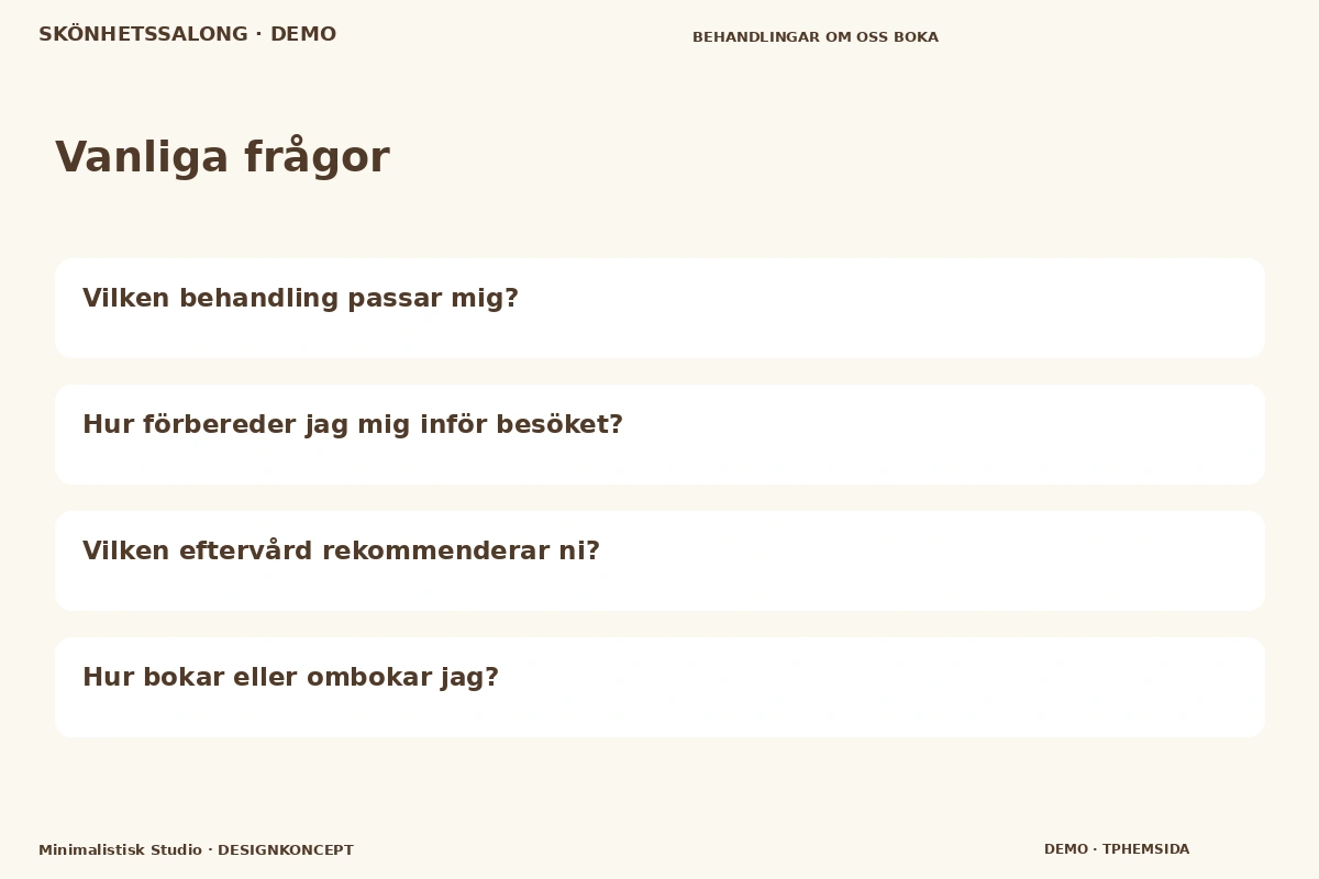 Minimalistisk Studio – Vanliga frågor för skönhetssalong