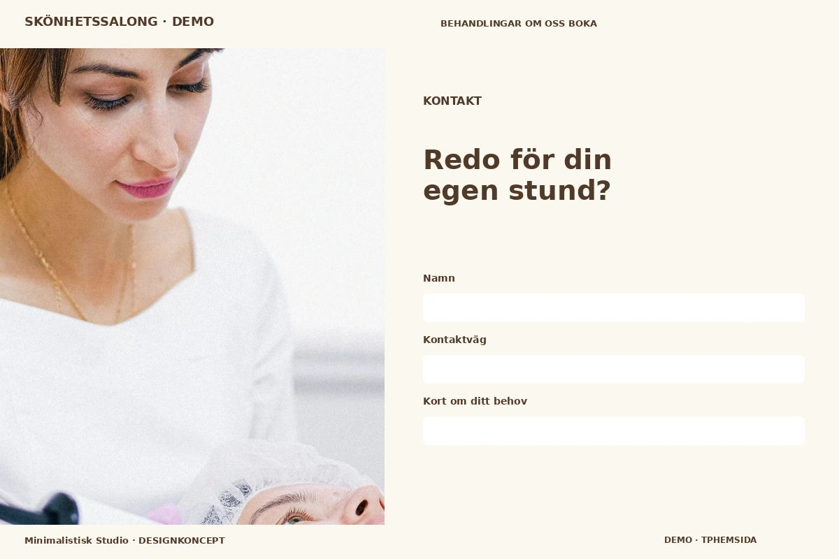 Minimalistisk Studio – Kontakt för skönhetssalong